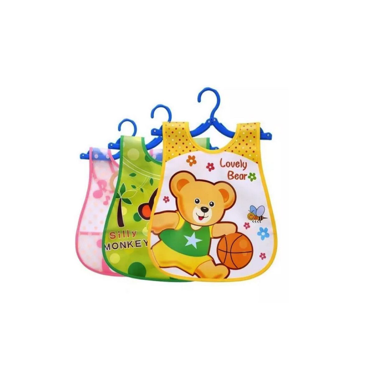 GENERICO - Pack 2 Baberos silicona bebe sin manga Diseño niño