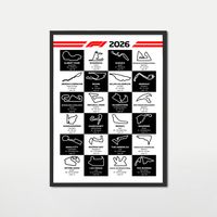 Cuadro calendario 2026 Formula 1 bandera a cuadros