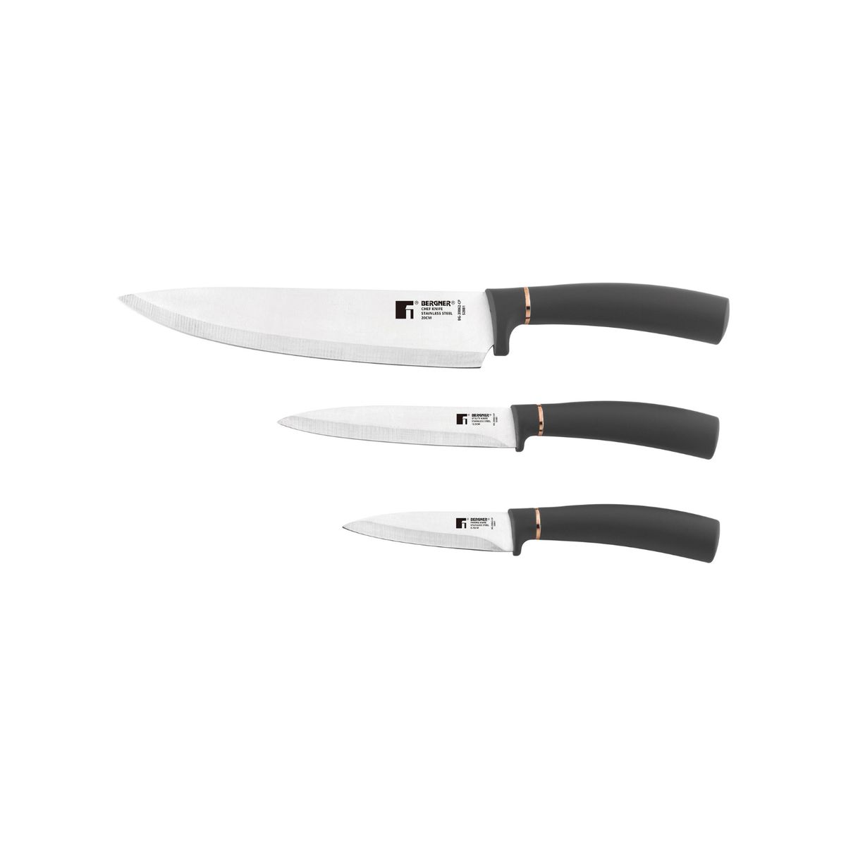 BERGNER - SET 3 CUCHILLOS ACERO INOXIDABLE COPPER