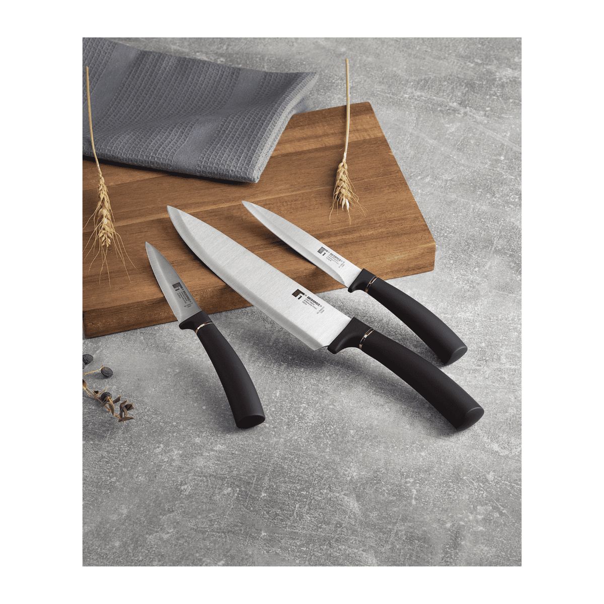 BERGNER - SET 3 CUCHILLOS ACERO INOXIDABLE COPPER