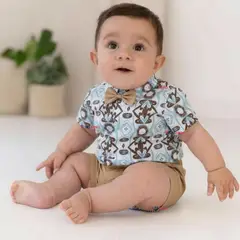 UTILISIMO - Conjunto de Vestir Camisa Con Lazo Y Pantalón Corto Algodón Bebe