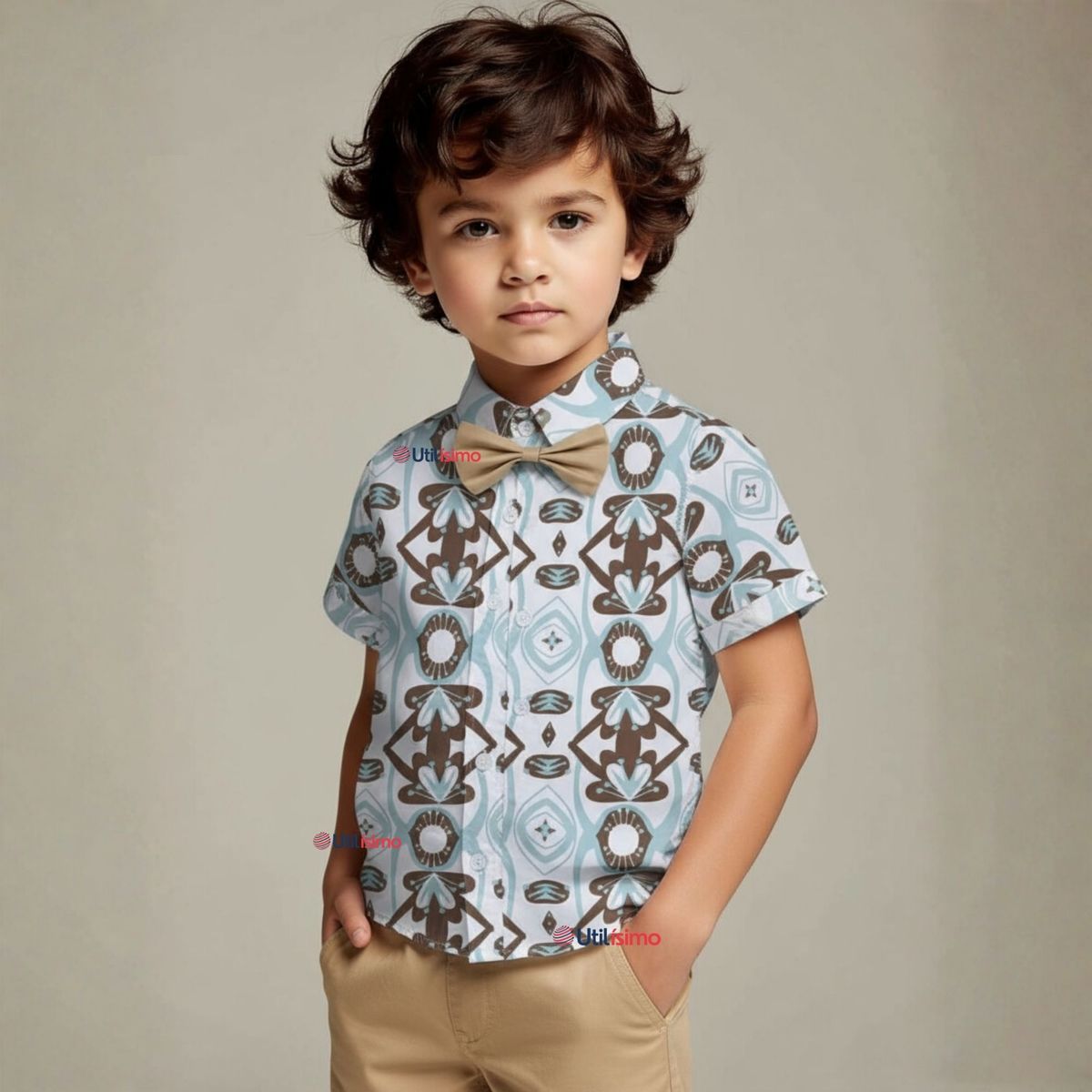 UTILISIMO - Conjunto de Vestir Camisa Con Lazo Y Pantalón Corto Algodón Bebe