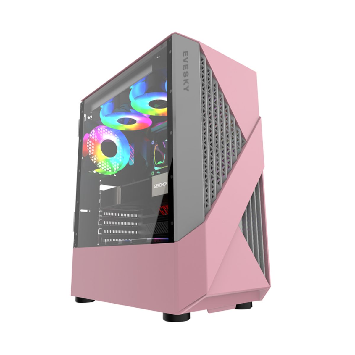 KRONOS - Gabinete Kronos Evesky Pink ATX, Vidrio Templado, USB 3.0