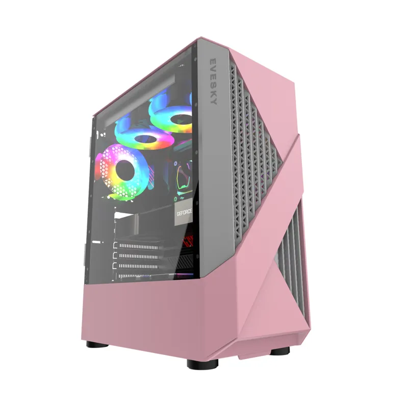 KRONOS - Gabinete Kronos Evesky Pink ATX, Vidrio Templado, USB 3.0