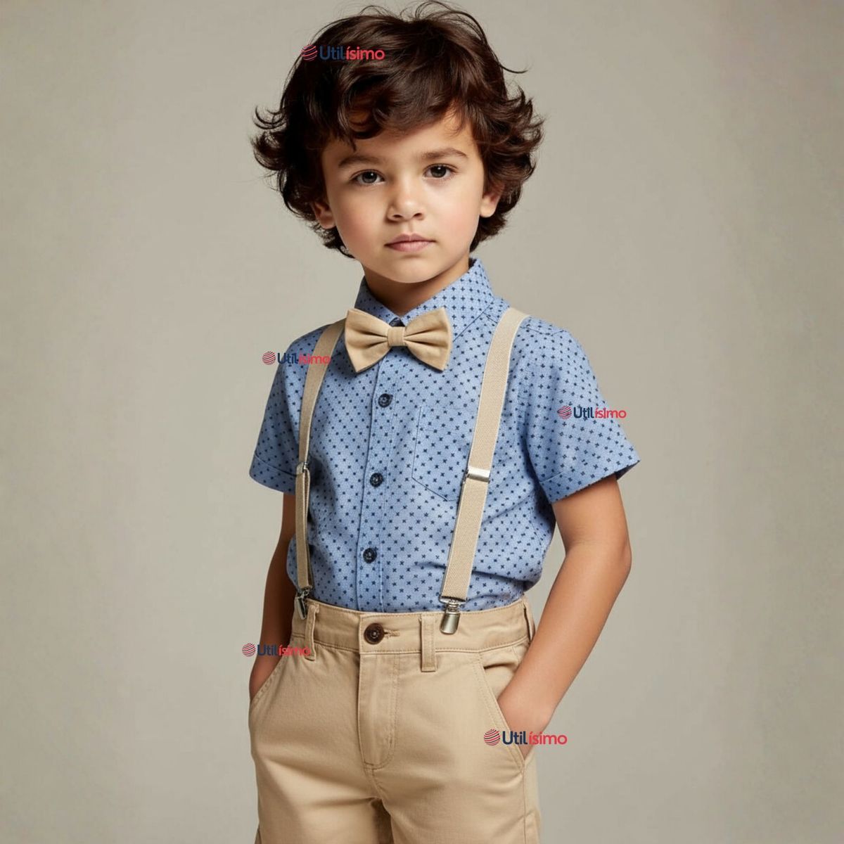 UTILISIMO - Conjunto de Vestir Camisa Con Lazo Y Pantalón Corto Algodón Bebe