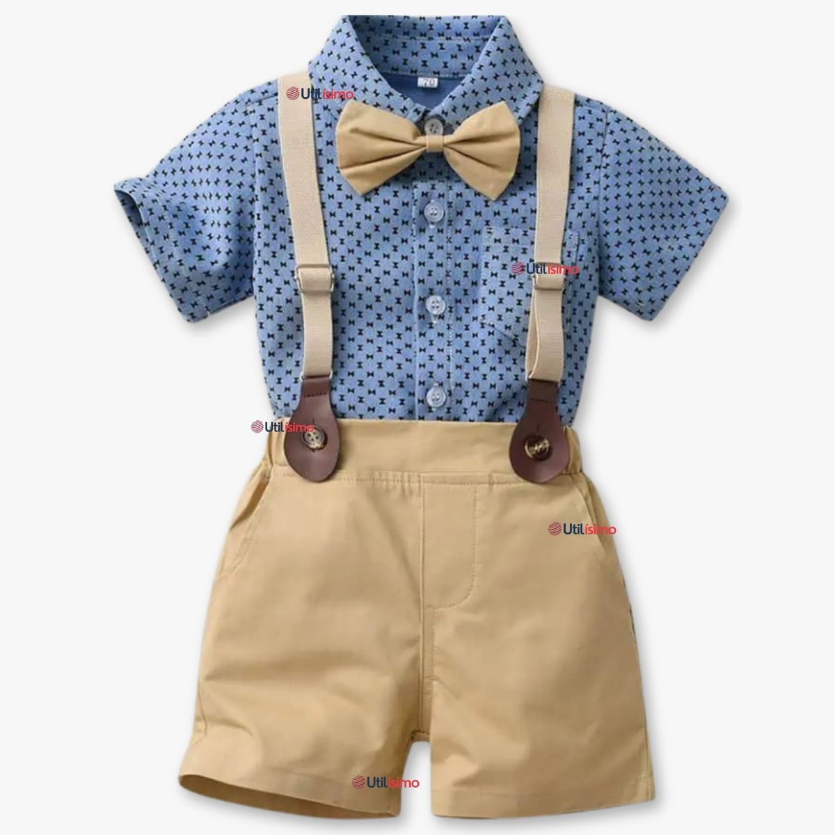 UTILISIMO - Conjunto de Vestir Camisa Con Lazo Y Pantalón Corto Algodón Bebe