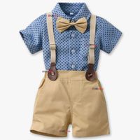 Conjunto de Vestir Camisa Con Lazo Y Pantalón Corto Algodón Bebe