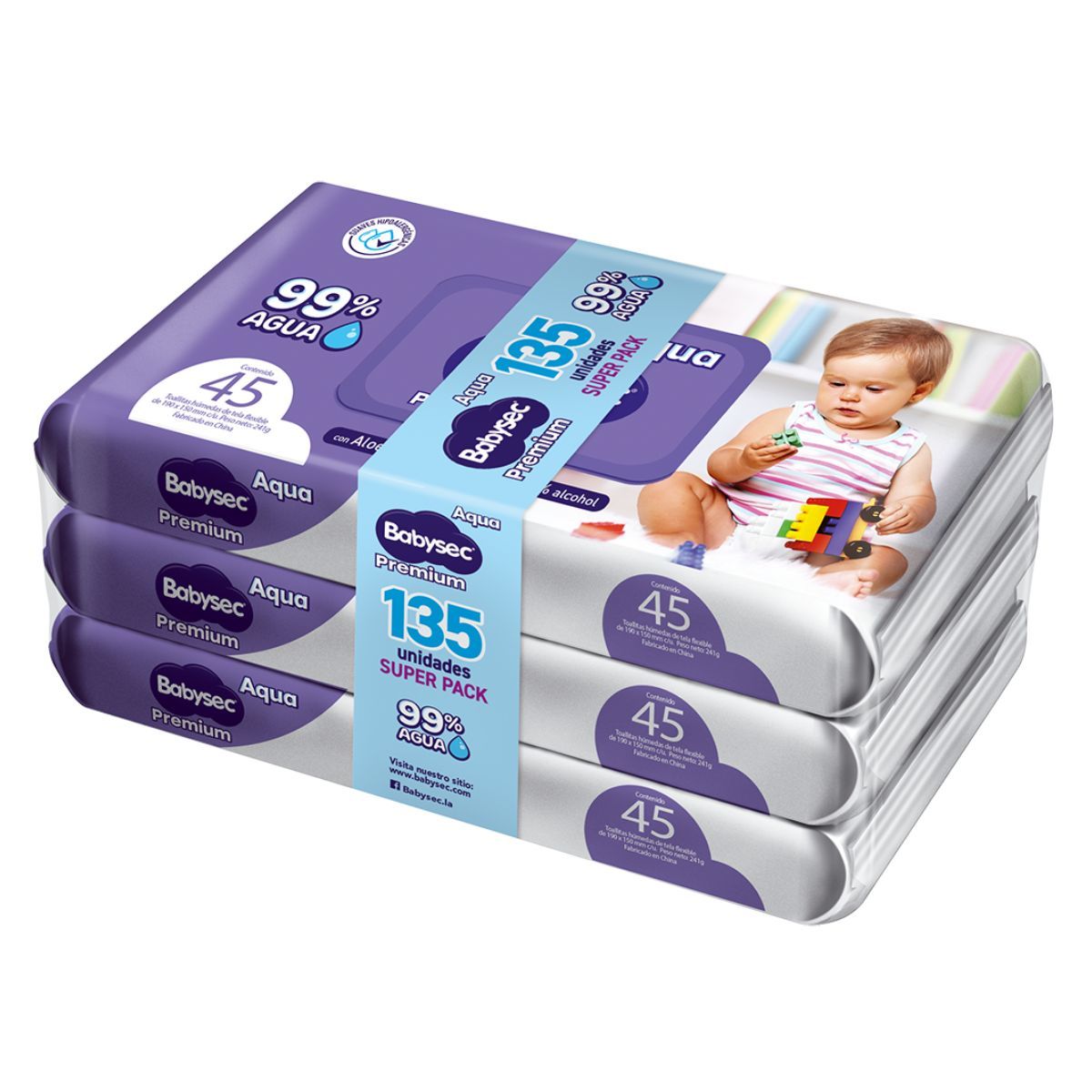 BABYSEC - Toallas Húmedas Babysec Premium Pack 135 Un