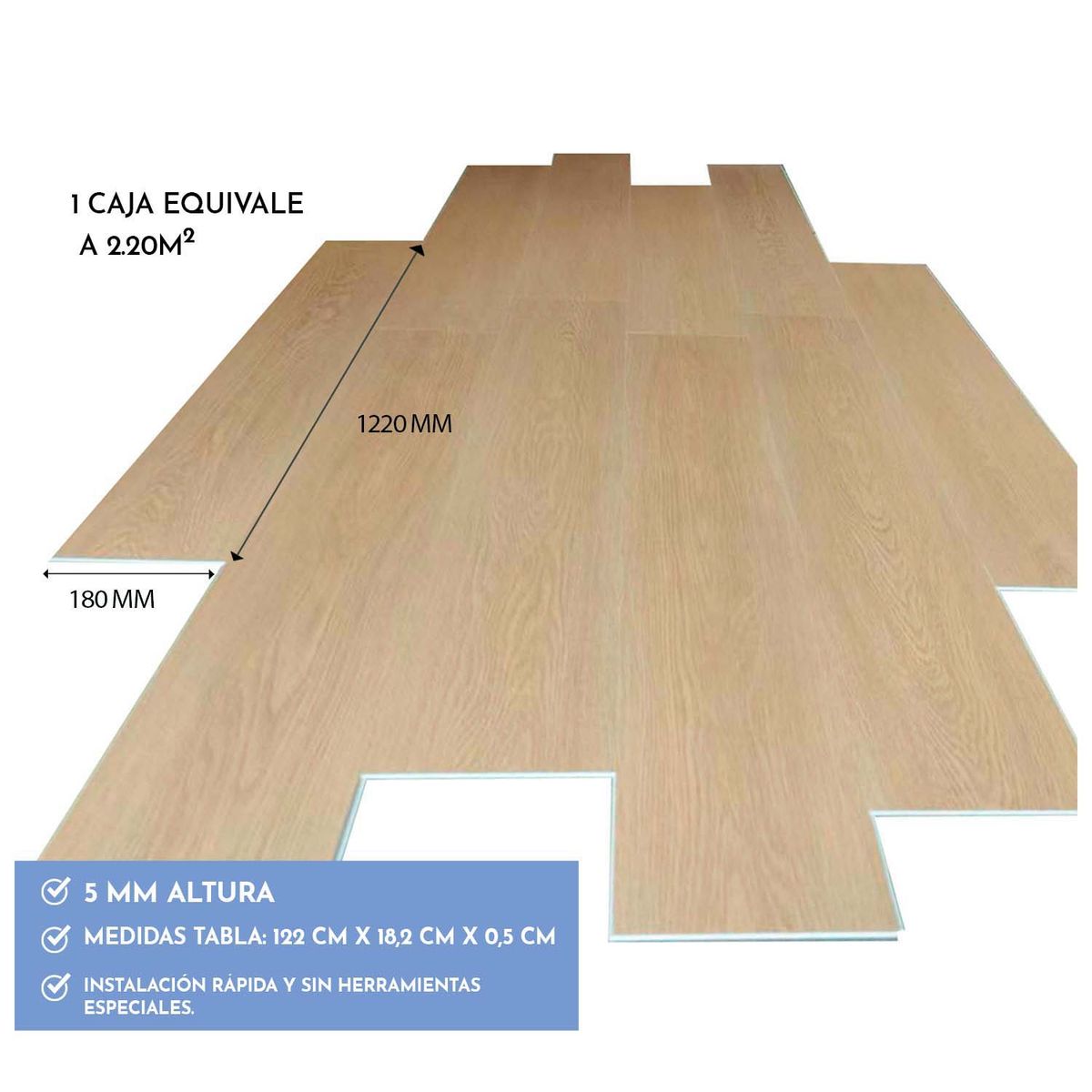 NOVAHUS - Piso SPC Roble Clásico Click 5+1mm 18,2cm x 122cm rend 2,2 m2