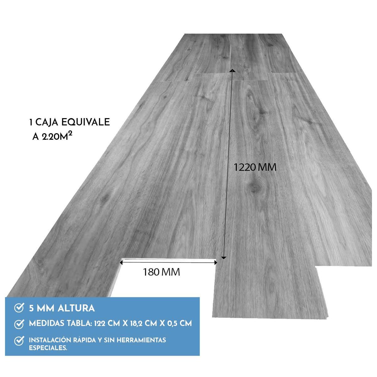 Piso SPC Gris Urbano Click 5+1 mm  18,2x122 cm 2,2 m2, marca NOVAHUS - Foto 2
