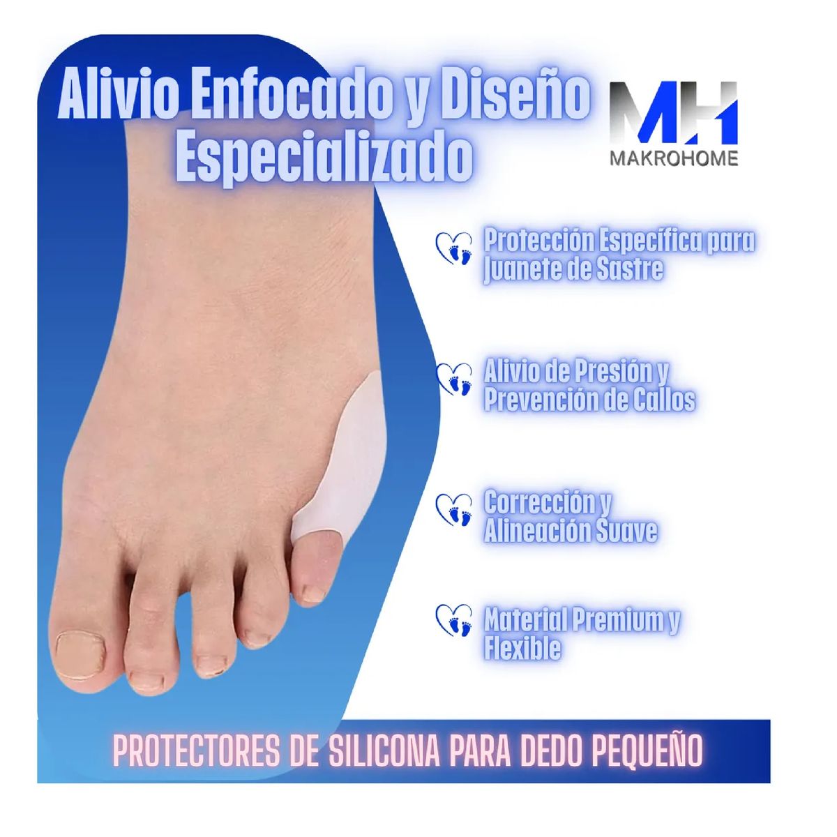 GENERICO - Protectores De Dedo Pequeño Juanete De Sastre Gel Suave