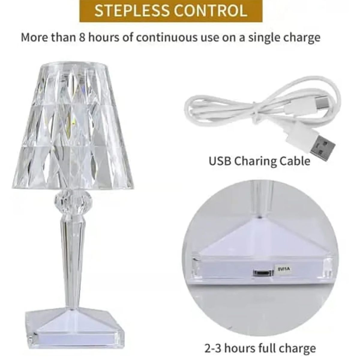 GENERICO - Lampara USB Touch Velador Diamante Tactil USB