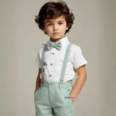 UTILISIMO - Conjunto de Vestir Camisa Con Lazo Y Pantalón Corto Algodón Bebe