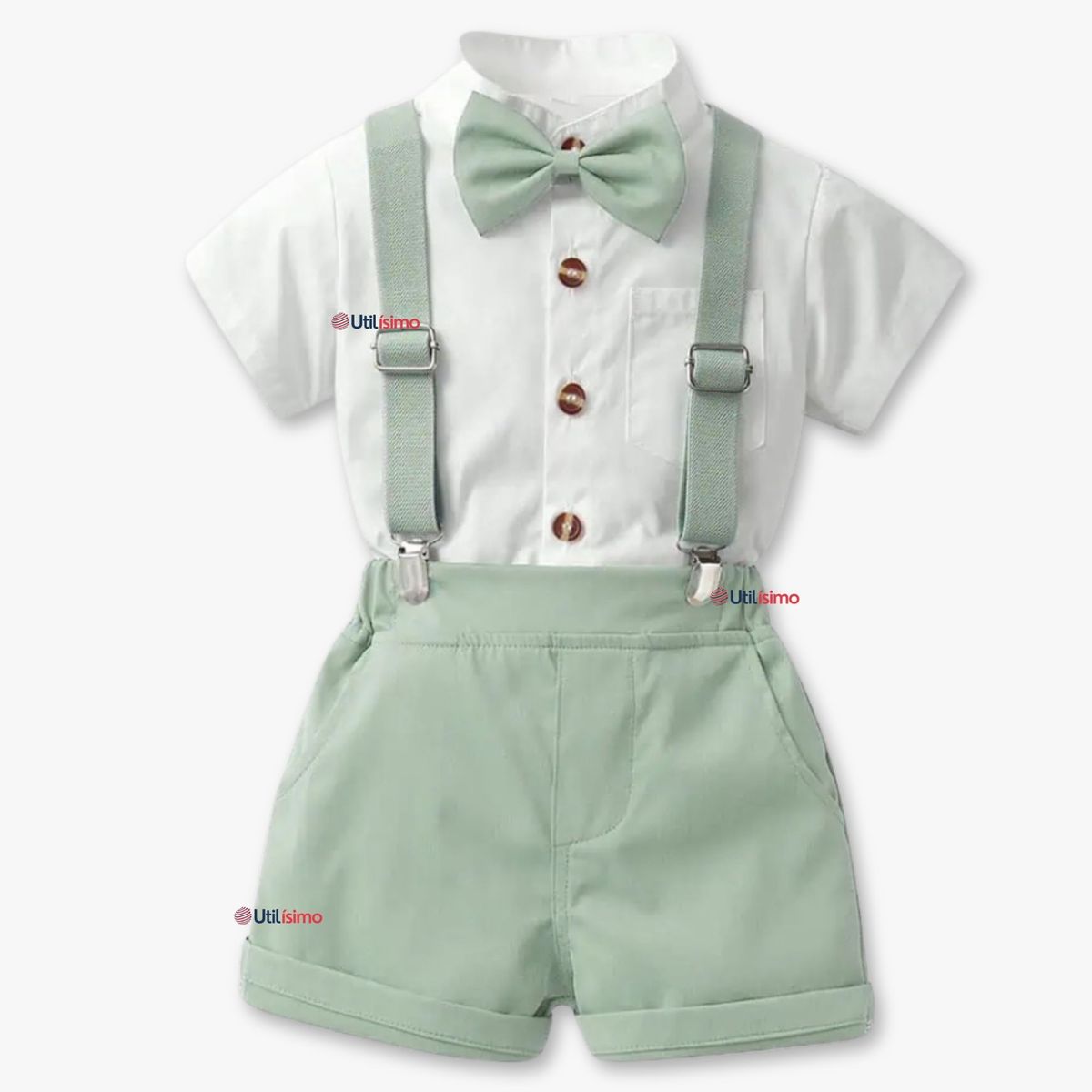 UTILISIMO - Conjunto de Vestir Camisa Con Lazo Y Pantalón Corto Algodón Bebe
