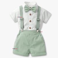 Conjunto de Vestir Camisa Con Lazo Y Pantalón Corto Algodón Bebe