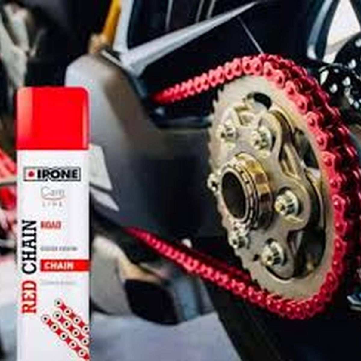 IPONE - Lubricante De Cadena Moto Chain Road 250ml / Varios Colores - Rojo