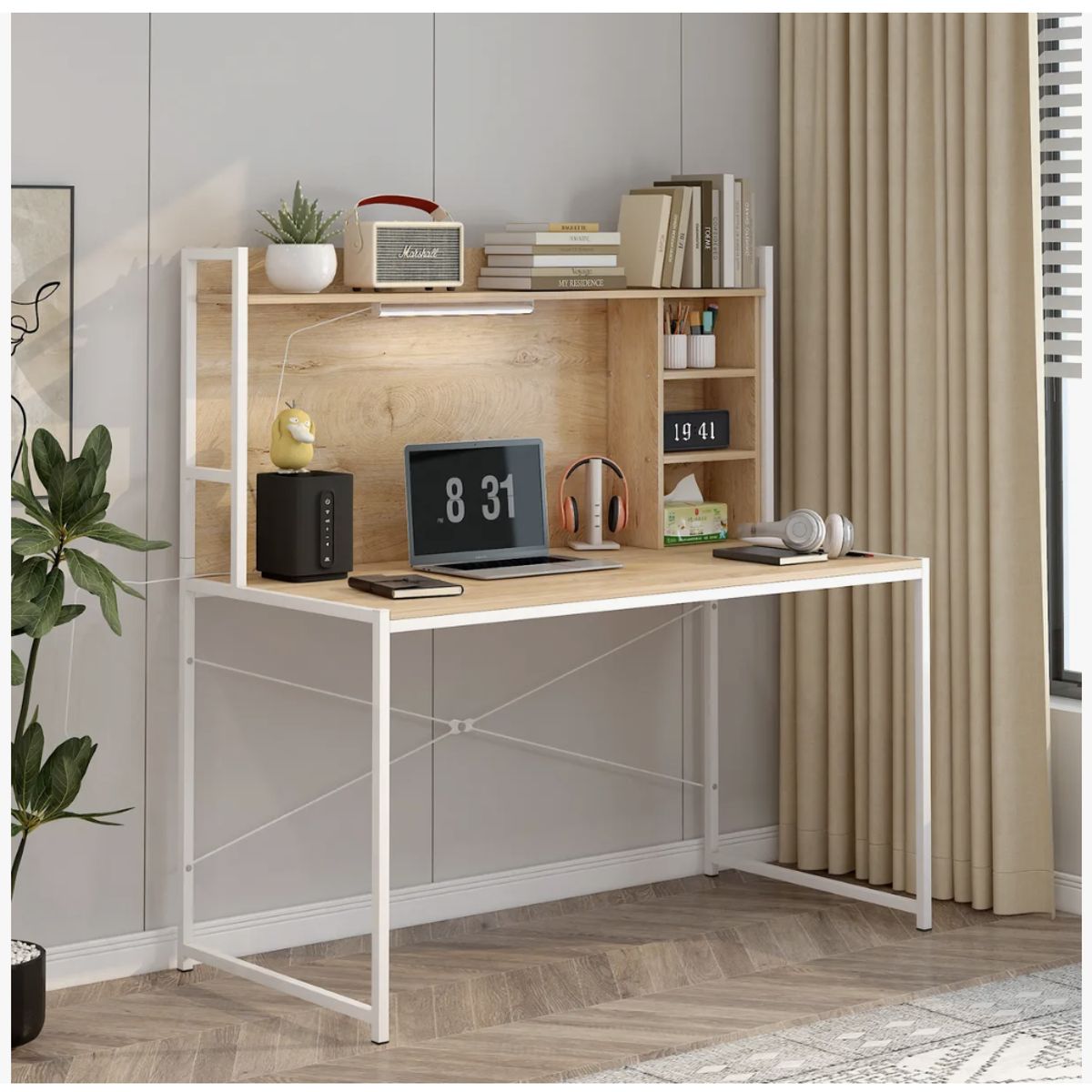 HOMER DESIGN - Escritorio Moderno Oficina Con Led Y Organizador 120x50x73cm