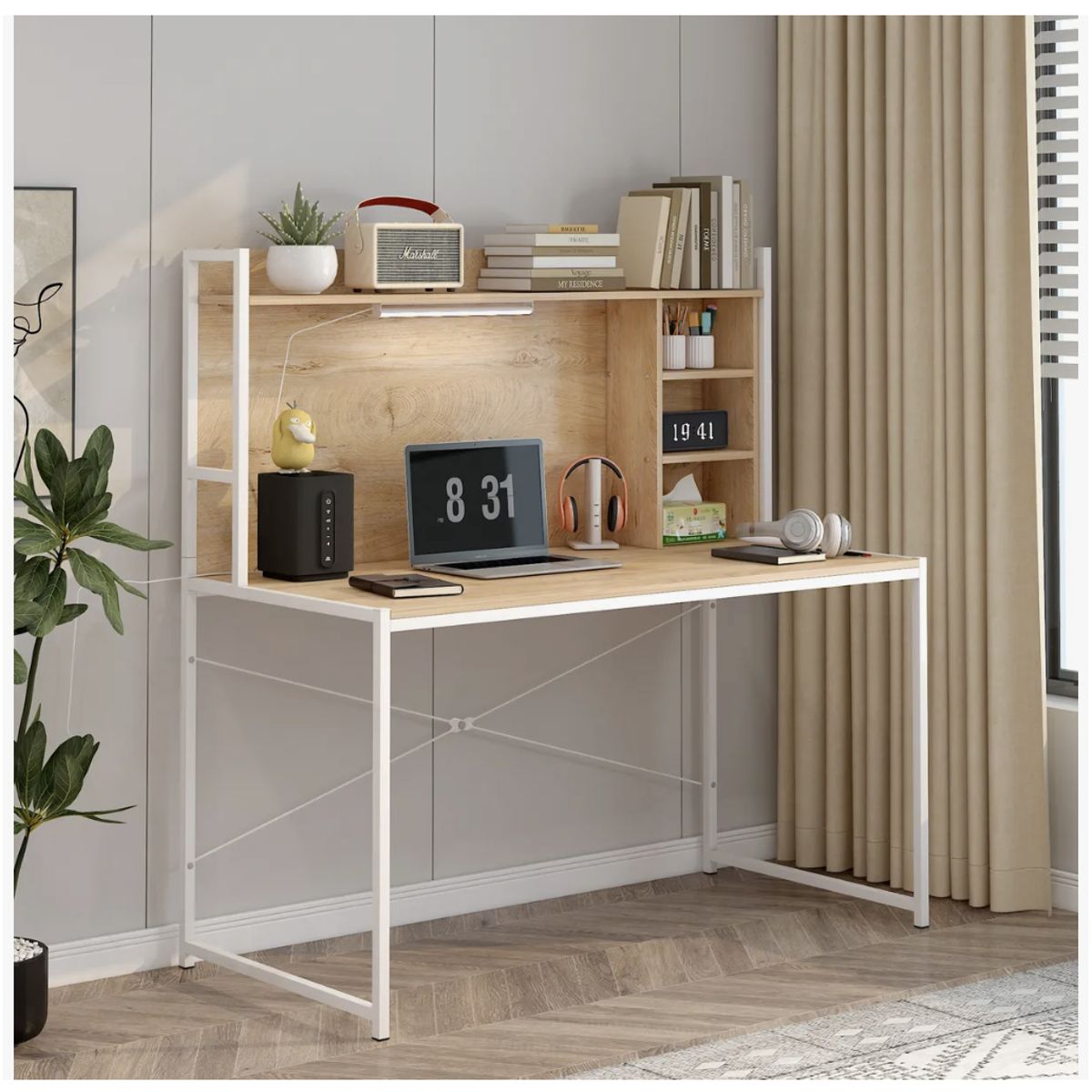 HOMER DESIGN - Escritorio Moderno Oficina Con Led Y Organizador 120x50x73cm