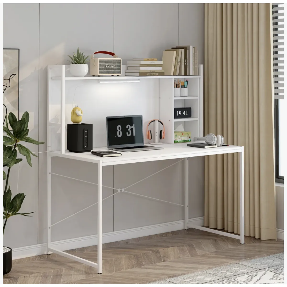 HOMER DESIGN - Escritorio Moderno Oficina Con Led Y Organizador 120x50x73cm