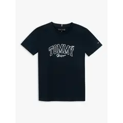 TOMMY HILFIGER - Polera Con Logo Gráfico Azul