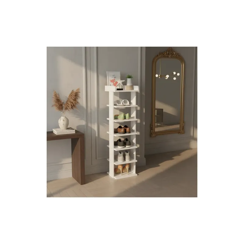 GENERICO - Mueble Zapatero Organizador Racks 7 Niveles Armable 6 Pares Blanco