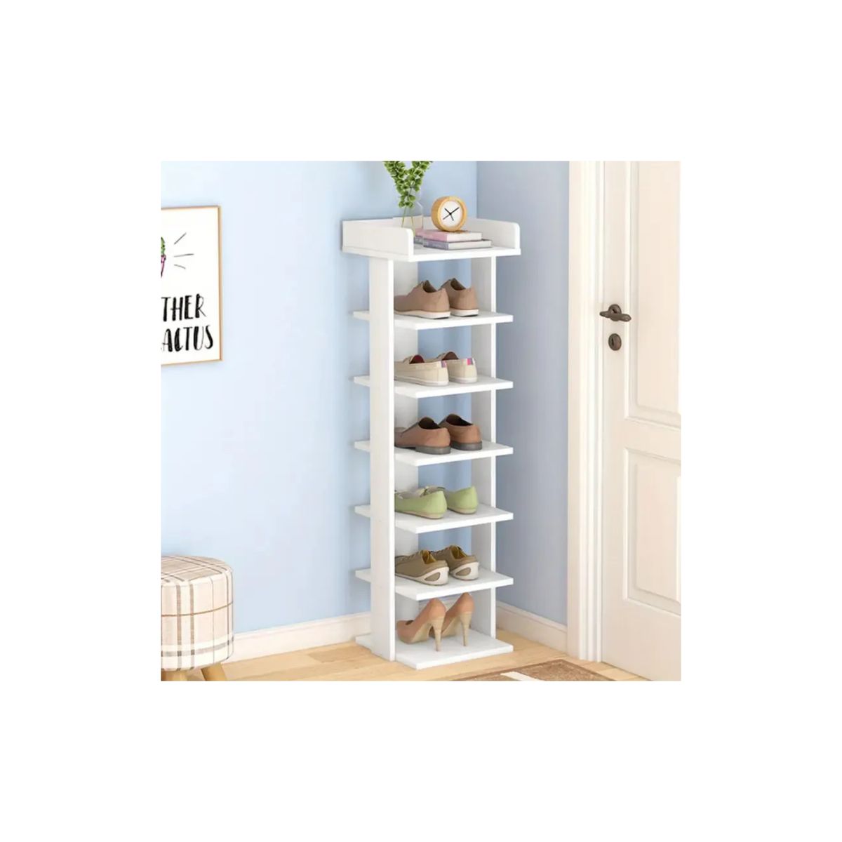 GENERICO - Mueble Zapatero Organizador Racks 7 Niveles Armable 6 Pares Blanco