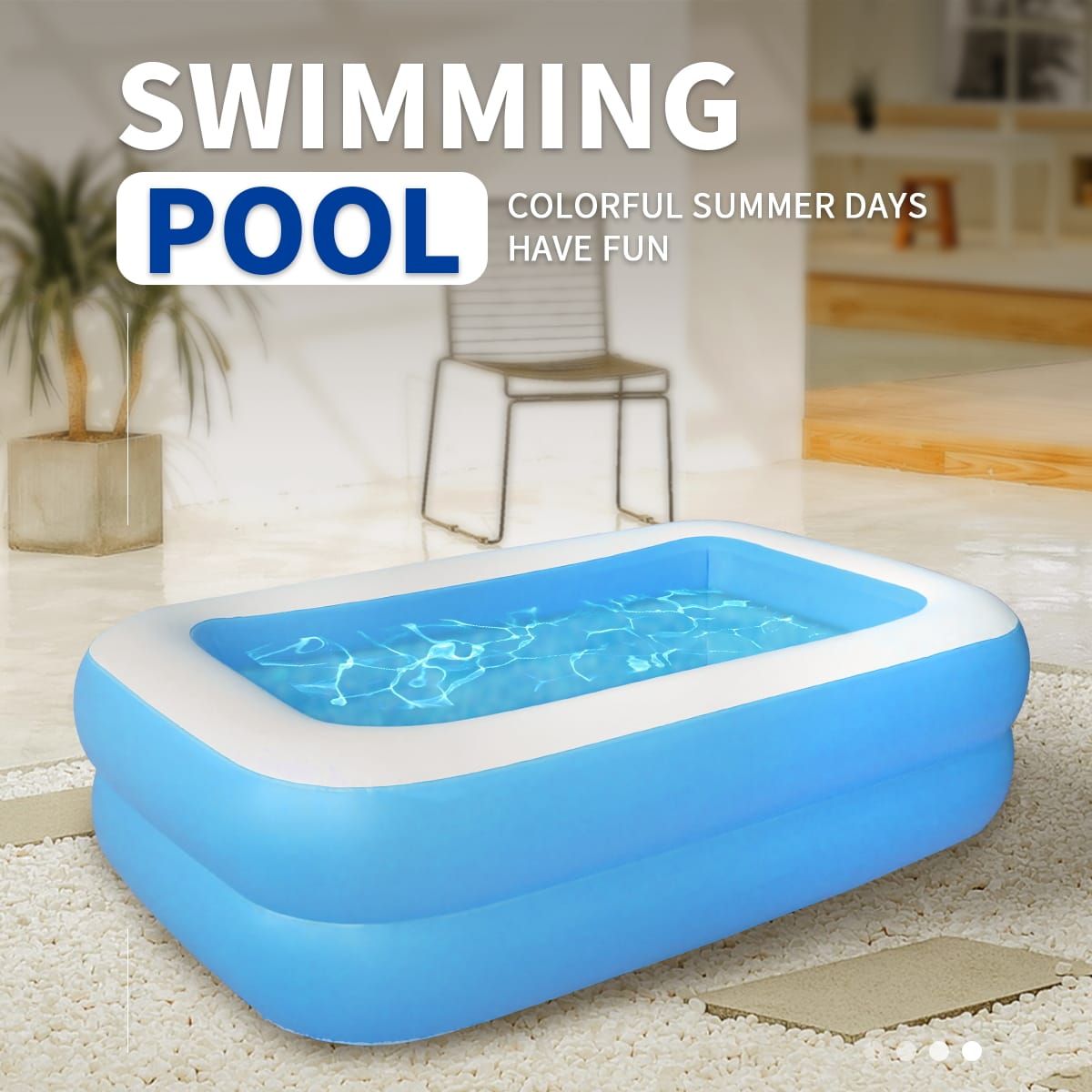 GENERICO - Piscina inflable azul 2 aros 2x1.2x40 cm