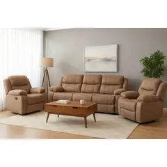 VYS SPA - Sofá 3 cuerpos reclinable + 2 bergere 1 cuerpo reclinable: Isabel beige