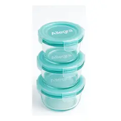 ALLEGRA - 3 Mini Taper De Vidrio Hermetico Contenedor Chico 165ml