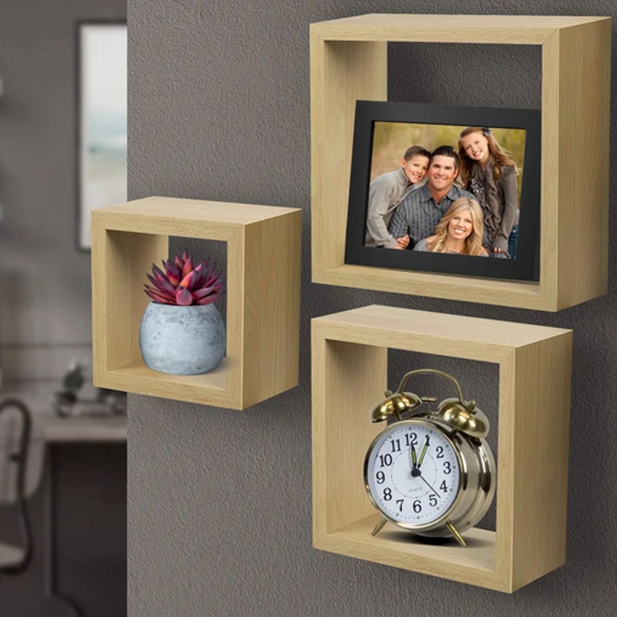 OKAY - Estanterías De Caja Flotante Set 3 Cubo Cuadrado Decoración