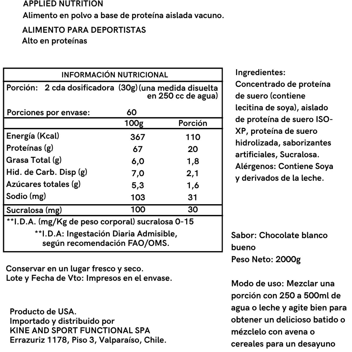 APPLIED NUTRITION - PROTEINA CRITICAL WHEY 2KG 67 SV WHITE CHOCO BUENO - APPLIED NUTRITION