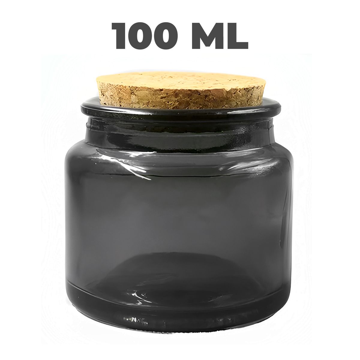 GENERICO - 12 Frascos Porta Vela de vidrio Negro con Tapa de Corcho 100 ML