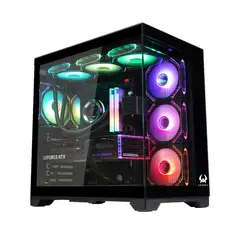 KRONOS - Gabinete Frost Black, ATX, Panel Vidrio, 7 Fan ARGB