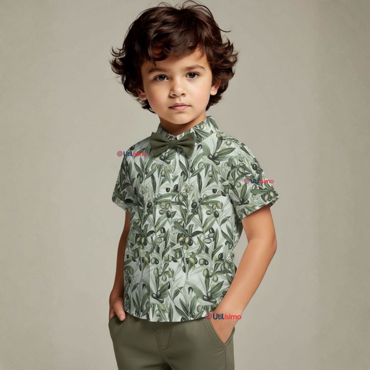 UTILISIMO - Conjunto de Vestir Camisa Con Lazo Y Pantalón Corto Algodón Bebe