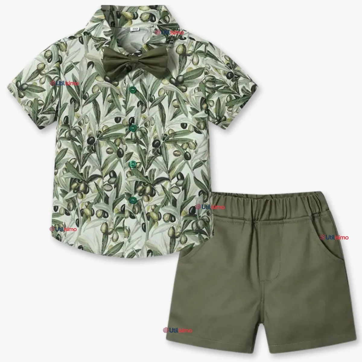 UTILISIMO - Conjunto de Vestir Camisa Con Lazo Y Pantalón Corto Algodón Bebe