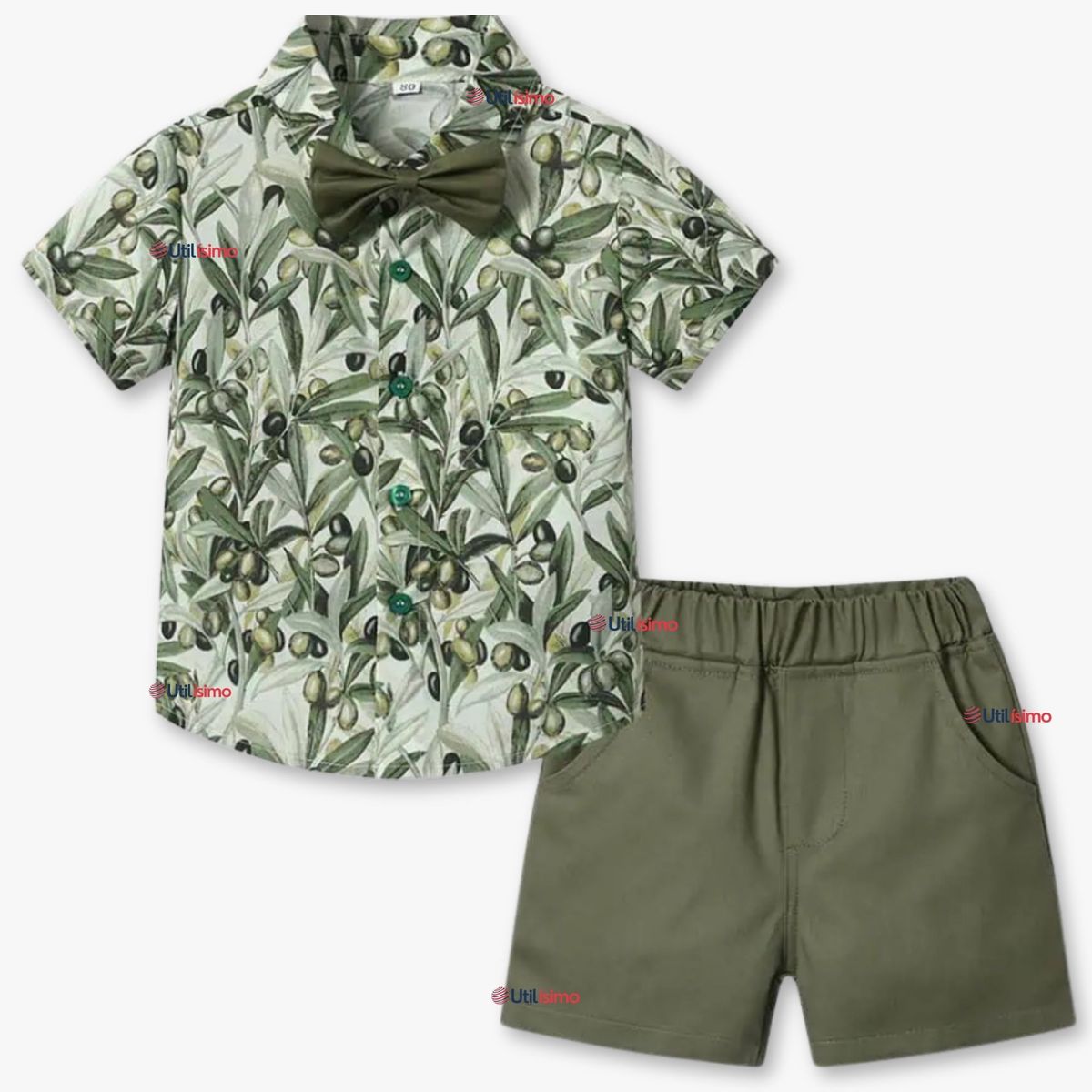 UTILISIMO - Conjunto de Vestir Camisa Con Lazo Y Pantalón Corto Algodón Bebe