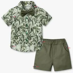 UTILISIMO - Conjunto de Vestir Camisa Con Lazo Y Pantalón Corto Algodón Bebe