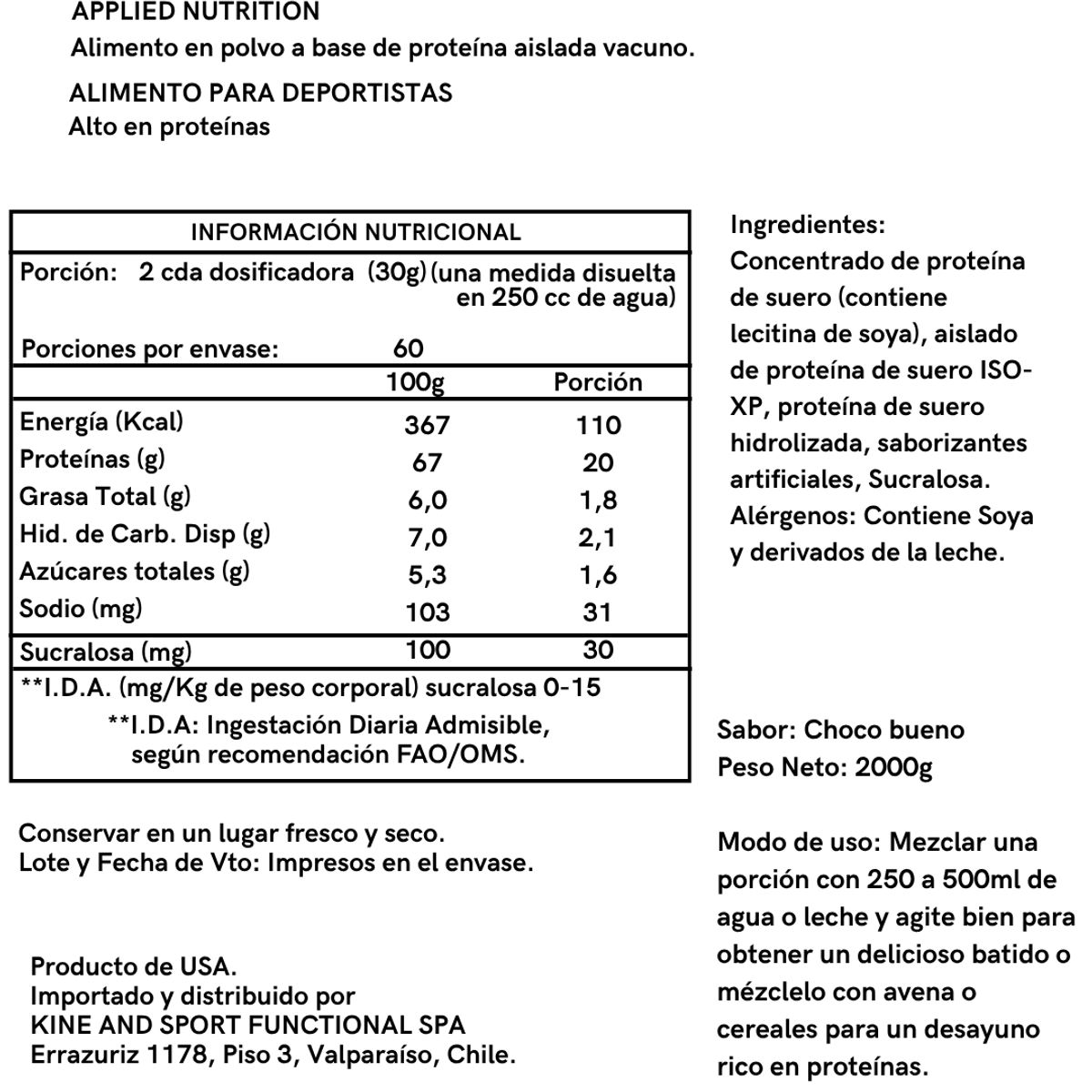 APPLIED NUTRITION - PROTEINA CRITICAL WHEY 2KG 67 SV CHOCO BUENO - APPLIED NUTRITION