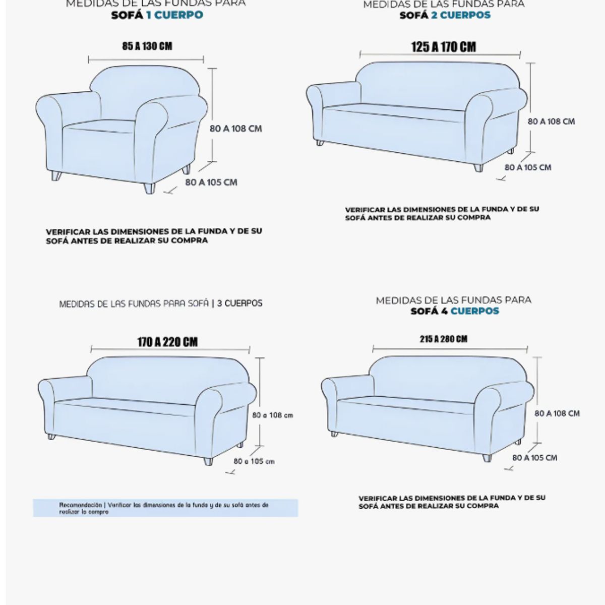 GENERICO - Funda Cubre Sofá Protectora Premium Cuadrille 3 Cuerpos Gris