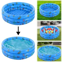 GENERICO - Piscina Inflable antideslizante para niños 3 anillos 100x35 azul o verde