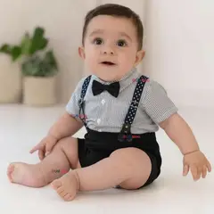 UTILISIMO - Conjunto de Vestir Camisa Con Lazo Y Pantalón Corto Algodón Bebe