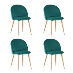 RELAN - Set de 4 Sillas de Comedor Dinka Oxford Terciopelo Verde