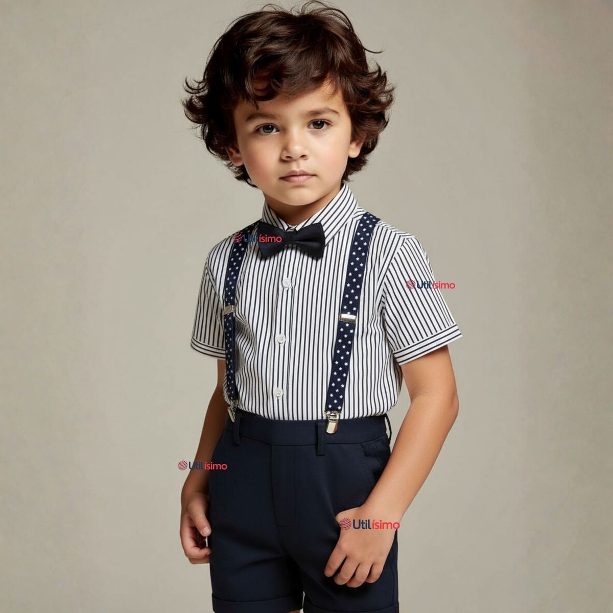 UTILISIMO - Conjunto de Vestir Camisa Con Lazo Y Pantalón Corto Algodón Bebe