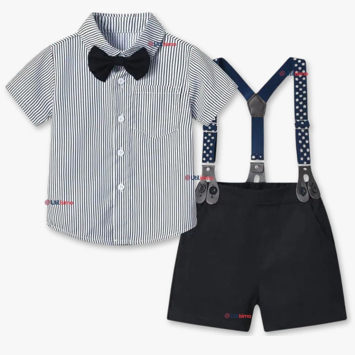 UTILISIMO - Conjunto de Vestir Camisa Con Lazo Y Pantalón Corto Algodón Bebe
