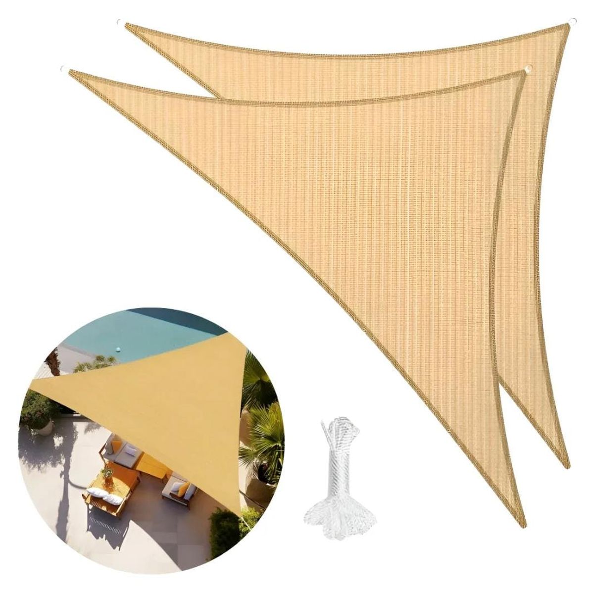 GENERICO - Toldo X2 vela Triangular 3x3x3 MT malla terraza sombreadora