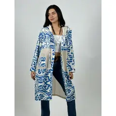 ENIGMATICA BOUTIQUE - Tapado Lino Tejido con Estampado Hojas