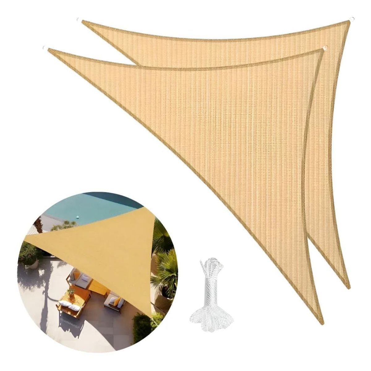 GENERICO - Toldo vela Triangular 3x3x3 MT malla terraza sombreadora
