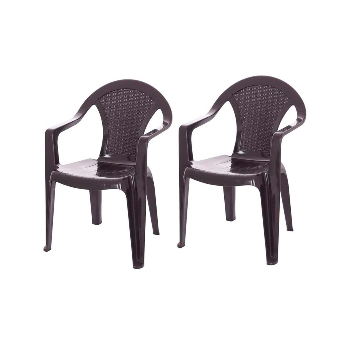 GENERICO - Pack 2 Sillas Terraza Ratan Glamour Con Brazos Cafe