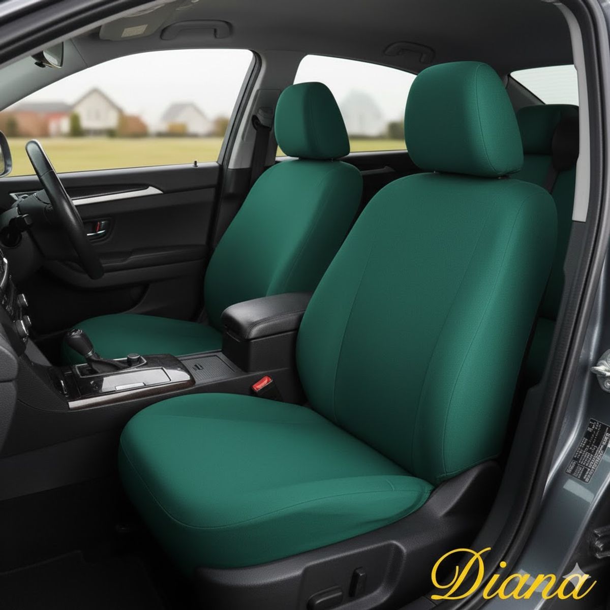 DIANA - FUNDA PARA ASIENTO DE AUTO UNICOLOR VERDE TELA LISA TAMAÑO UNIVERSAL