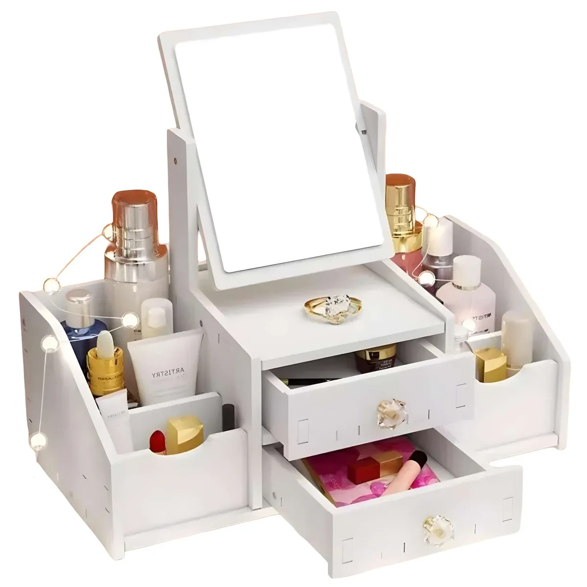 GENERICO - ORGANIZADOR DE MAQUILLAJE CON ESPEJO RECTANGULAR